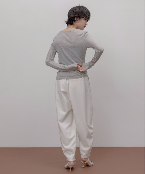 Eimee Law(エイミーロウ)の「テンセルウール シアーリブトップス(Tシャツ/カットソー・レディース・ライトグレー/モカ/ライトピンク/ブラック/アイボリー/レッド・FREE)」の19枚目の写真