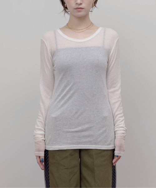 Eimee Law(エイミーロウ)の「テンセルウール シアーリブトップス(Tシャツ/カットソー・レディース・ライトグレー/モカ/ライトピンク/ブラック/アイボリー・FREE)」の8枚目の写真