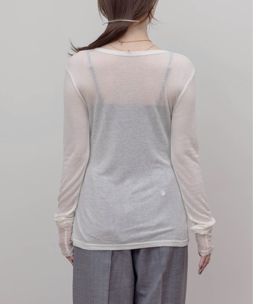 Eimee Law(エイミーロウ)の「テンセルウール シアーリブトップス(Tシャツ/カットソー・レディース・ライトグレー/モカ/ライトピンク/ブラック/アイボリー・FREE)」の10枚目の写真