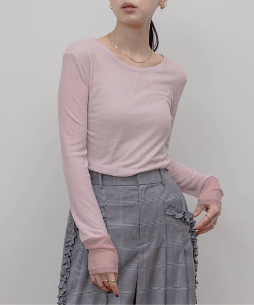 Eimee Law(エイミーロウ)の「テンセルウール シアーリブトップス(Tシャツ/カットソー・レディース・ライトグレー/モカ/ライトピンク/ブラック/アイボリー・FREE)」の22枚目の写真