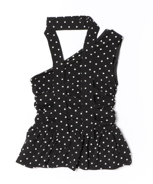 asymmetry dot peplum sleeveless top（Tシャツ/カットソー