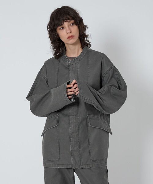 ASTRAET＞コーティング ノーカラー ジップブルゾン UNISEX（ブルゾン