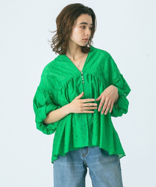 ROSE BUD(ローズバッド)の「(GENE HEAVENS)SHEER SUMMER BLOUSE(シャツ/ブラウス・レディース・グリーン/オフホワイト/ブラック・ONE SIZE)」の16枚目の写真