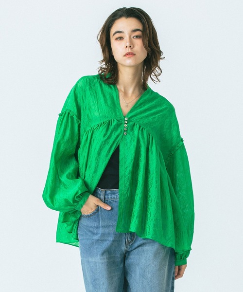 ROSE BUD(ローズバッド)の「(GENE HEAVENS)SHEER SUMMER BLOUSE(シャツ/ブラウス・レディース・グリーン/オフホワイト/ブラック・ONE SIZE)」の13枚目の写真