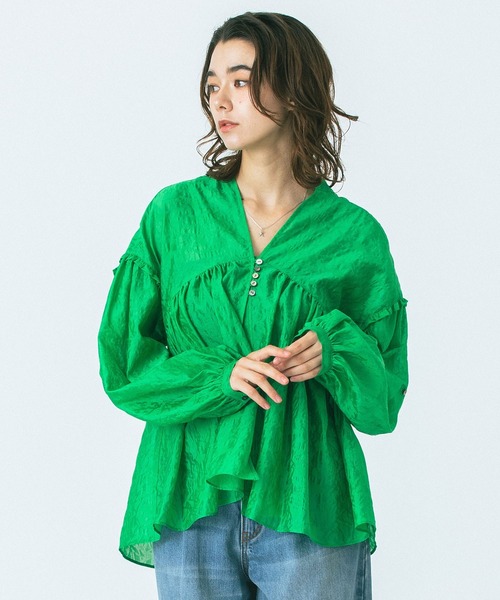 ROSE BUD(ローズバッド)の「(GENE HEAVENS)SHEER SUMMER BLOUSE(シャツ/ブラウス・レディース・グリーン/オフホワイト/ブラック・ONE SIZE)」の12枚目の写真