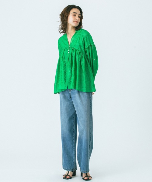 ROSE BUD(ローズバッド)の「(GENE HEAVENS)SHEER SUMMER BLOUSE(シャツ/ブラウス・レディース・グリーン/オフホワイト/ブラック・ONE SIZE)」の8枚目の写真