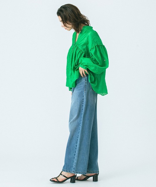 ROSE BUD(ローズバッド)の「(GENE HEAVENS)SHEER SUMMER BLOUSE(シャツ/ブラウス・レディース・グリーン/オフホワイト/ブラック・ONE SIZE)」の6枚目の写真