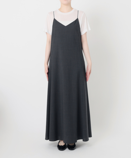 IENA（イエナ）の「トロピカルWOOL キャミソールワンピース（ワンピース・レディース・ブラウン/チャコールグレー・38/36）」の4枚目の写真