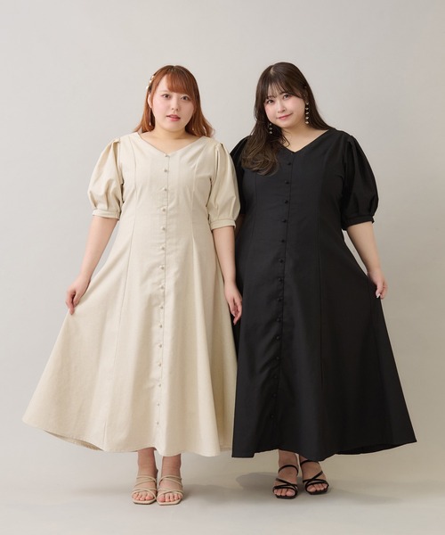 【新品未使用】louiosy リネンライクワンピース 白　3L 完売品 大きいサイズ】リネンライクワンピース（ワンピース）｜Louiosy
