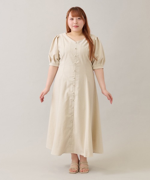 ZOZOTOWN完売品 Louiosy【大きいサイズ】リネンライクワンピース Louiosy ワンピース 「大きいサイズ」リネンライクワンピース