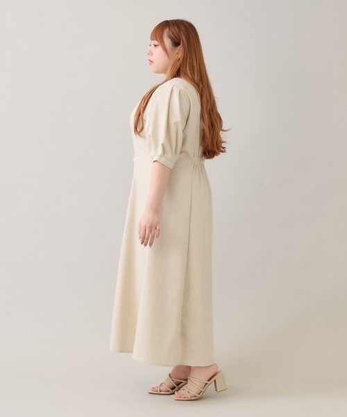 【新品未使用】louiosy リネンライクワンピース 黒　3L 完売品 大きいサイズ】リネンライクワンピース（ワンピース）｜Louiosy