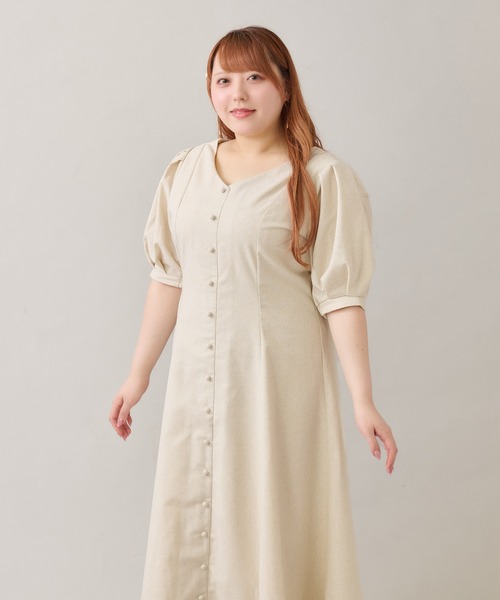 Louiosy(ルオシー)の「【大きいサイズ】リネンライクワンピース(ワンピース・レディース・ブラック/アイボリー・X-LARGE/3L/4L)」の18枚目の写真