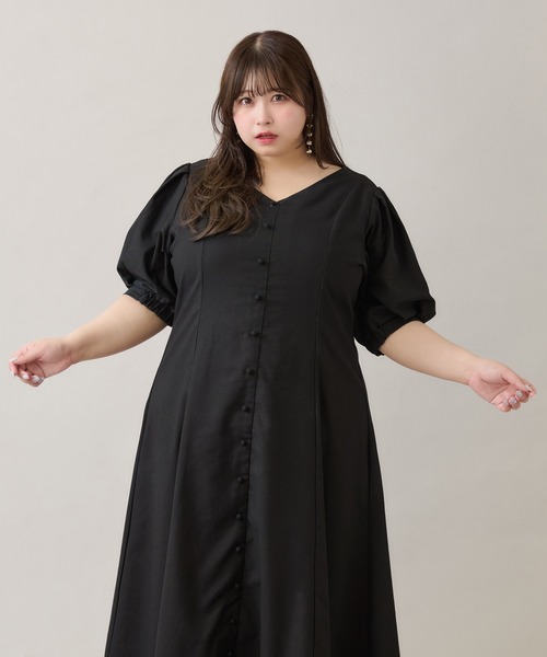 大きいサイズ】リネンライクワンピース（ワンピース）｜Louiosy