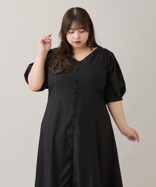 大きいサイズ】リネンライクワンピース（ワンピース）｜Louiosy