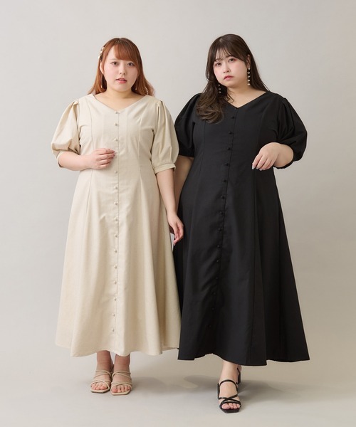 ZOZOTOWN完売品 Louiosy【大きいサイズ】リネンライクワンピース 大きいサイズ】リネンライクワンピース（ワンピース）｜Louiosy