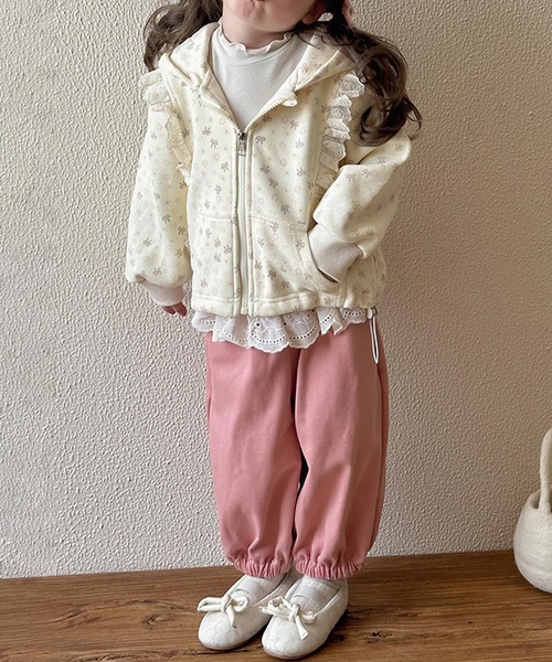 aimoha（アイモハ）の「【aimoha-KIDS-】花柄レースフリルパーカー（パーカー・キッズ・ライトベージュ・130/110/100/90/120）」の5枚目の写真