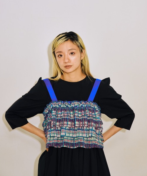 DOLLUPOOPS(ドールアップウップス)の「チェックプリントフリルティアードビスチェ(その他トップス・レディース・アイボリー/ブラウン・38)」の16枚目の写真
