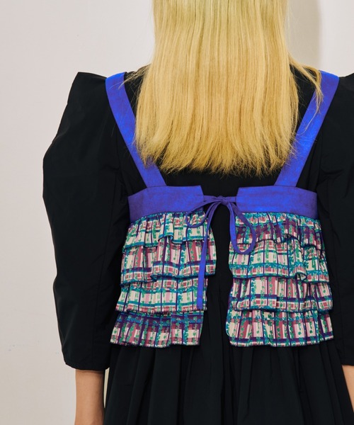 DOLLUPOOPS(ドールアップウップス)の「チェックプリントフリルティアードビスチェ(その他トップス・レディース・アイボリー/ブラウン・38)」の4枚目の写真