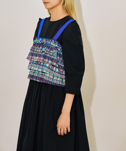 DOLLUPOOPS(ドールアップウップス)の「チェックプリントフリルティアードビスチェ(その他トップス・レディース・アイボリー/ブラウン・38)」の3枚目の写真