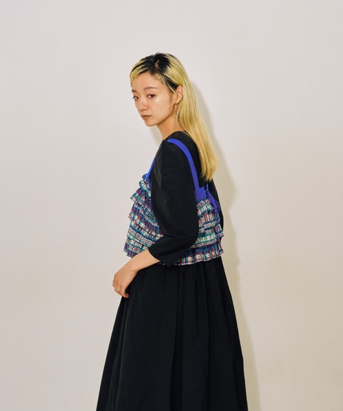 DOLLUPOOPS(ドールアップウップス)の「チェックプリントフリルティアードビスチェ(その他トップス・レディース・アイボリー/ブラウン・38)」の5枚目の写真