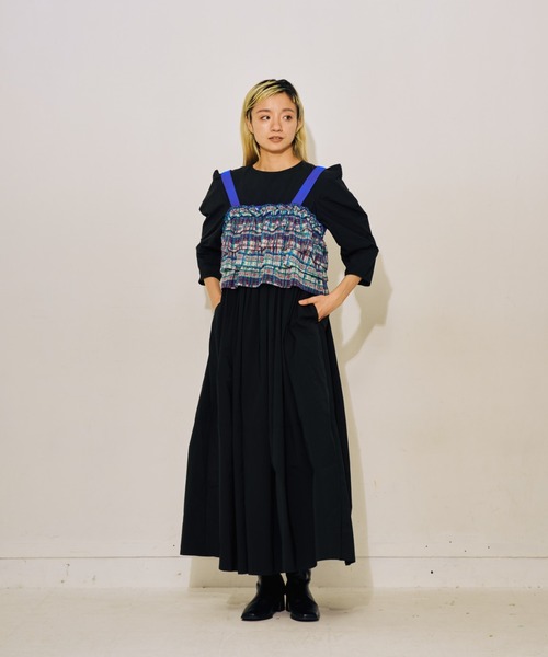 DOLLUPOOPS(ドールアップウップス)の「チェックプリントフリルティアードビスチェ(その他トップス・レディース・アイボリー/ブラウン・38)」の7枚目の写真