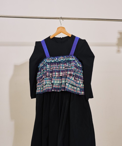 DOLLUPOOPS(ドールアップウップス)の「チェックプリントフリルティアードビスチェ(その他トップス・レディース・アイボリー/ブラウン・38)」の8枚目の写真