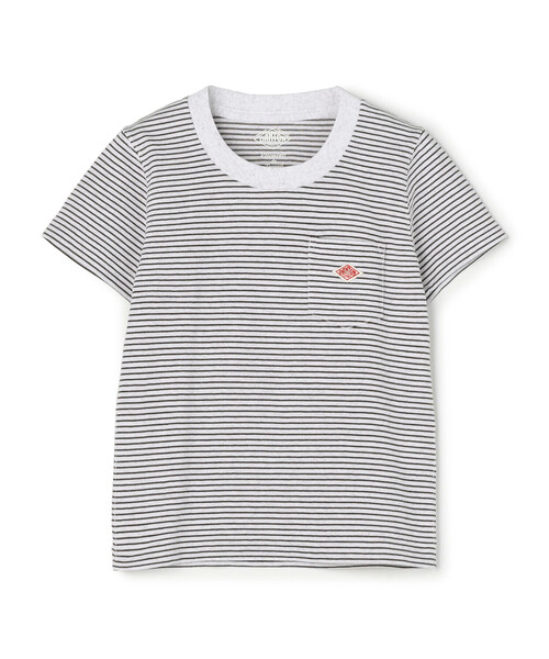 DANTON(ダントン)の「KIDS' SHORT SLEEVE POCKET T-SHIRT STRIPE(Tシャツ/カットソー・キッズ・グリーン系その他/ホワイト系その他・135/125/115/105)」の1枚目の写真