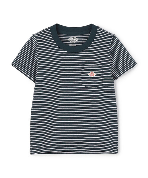 DANTON(ダントン)の「KIDS' SHORT SLEEVE POCKET T-SHIRT STRIPE(Tシャツ/カットソー・キッズ・グリーン系その他/ホワイト系その他・135/125/115/105)」の2枚目の写真
