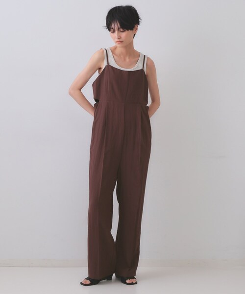 OPAQUE.CLIP（オペークドットクリップ）の「《STORY掲載》サイドオープンカットサロペット【洗える】（サロペット/オーバーオール・レディース・ブラック/ダークブラウン・38/40）」の11枚目の写真