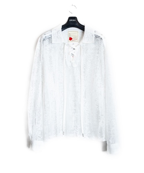 SEVESKIG(セヴシグ)の「SEVESKIG/セブシグ/SHEER SHIRTS_SH-SV-NRS-1005(シャツ/ブラウス・メンズ・ホワイト/ブラック・SMALL/MEDIUM/LARGE/X-LARGE)」の1枚目の写真