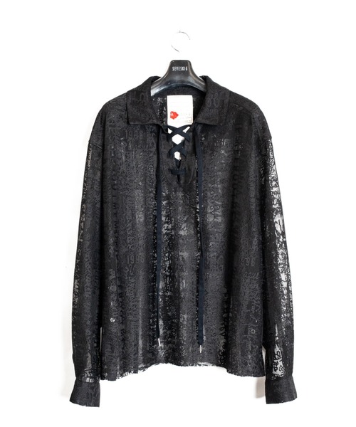 SEVESKIG(セヴシグ)の「SEVESKIG/セブシグ/SHEER SHIRTS_SH-SV-NRS-1005(シャツ/ブラウス・メンズ・ホワイト/ブラック・SMALL/MEDIUM/LARGE/X-LARGE)」の2枚目の写真