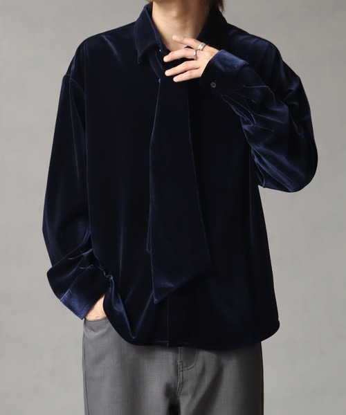 新品未使用　VELVET OVERシャツ　ブラック　ベルベットシャツ sahara ブラウス シャツ Velvet Over Shirt/ベルベットオーバー