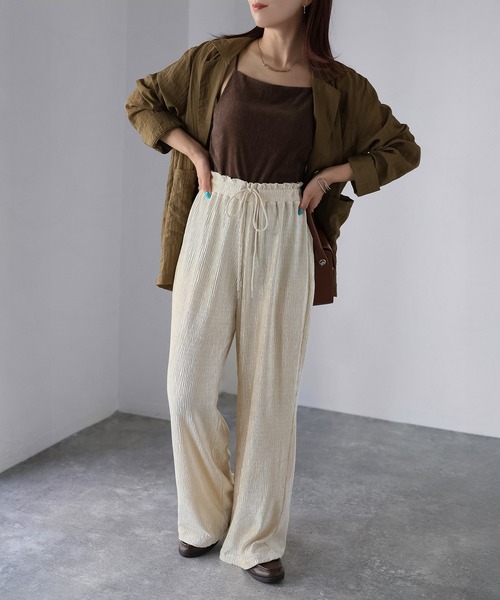 Riberry（リベリー）の「ベロアプリーツウエストシャーリングパンツ（その他パンツ・レディース・チャコールグレー/ブラウン/ベージュ・MEDIUM）」の11枚目の写真