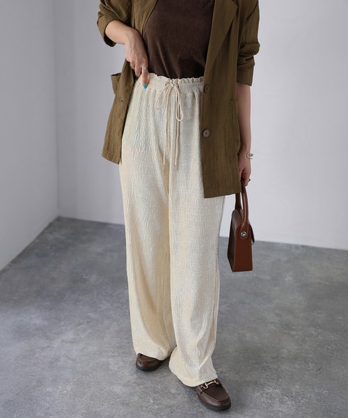 Riberry（リベリー）の「ベロアプリーツウエストシャーリングパンツ（その他パンツ・レディース・チャコールグレー/ブラウン/ベージュ・MEDIUM）」の13枚目の写真