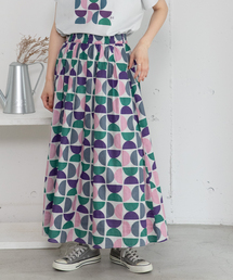 POU DOU DOU | <made in INDIA>Art motif print タックギャザースカート(スカート)