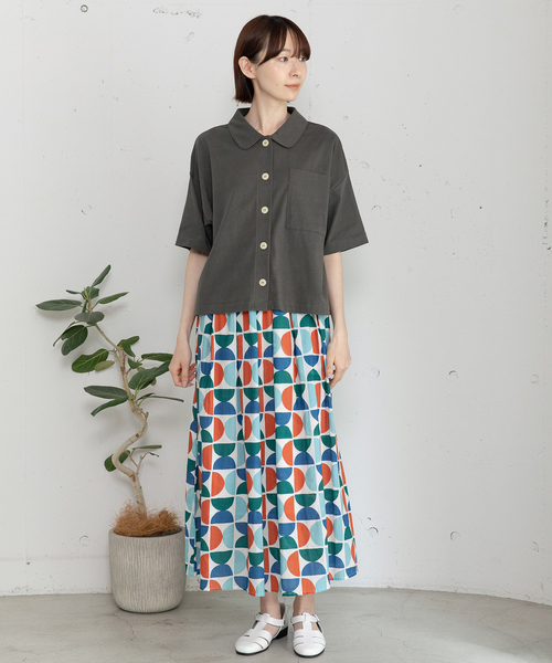 POU DOU DOU(プードゥドゥ)の「<made in INDIA>Art motif print タックギャザースカート(スカート・レディース・ピンク/ブルー・M)」の14枚目の写真