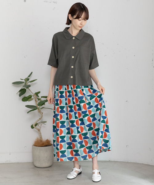 POU DOU DOU(プードゥドゥ)の「<made in INDIA>Art motif print タックギャザースカート(スカート・レディース・ピンク/ブルー・M)」の15枚目の写真