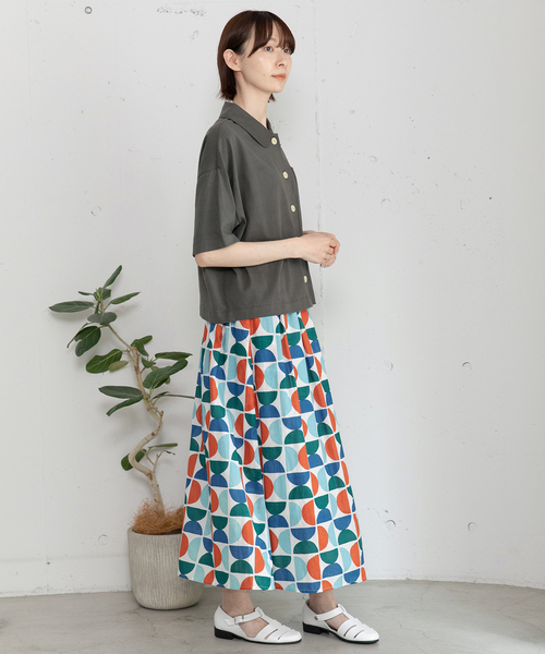 POU DOU DOU(プードゥドゥ)の「<made in INDIA>Art motif print タックギャザースカート(スカート・レディース・ピンク/ブルー・M)」の16枚目の写真