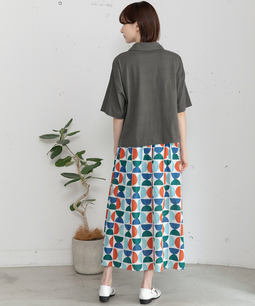 POU DOU DOU(プードゥドゥ)の「<made in INDIA>Art motif print タックギャザースカート(スカート・レディース・ピンク/ブルー・M)」の18枚目の写真