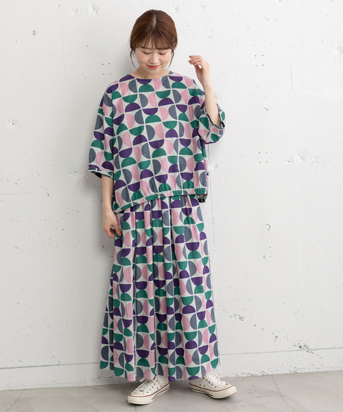 POU DOU DOU(プードゥドゥ)の「<made in INDIA>Art motif print タックギャザースカート(スカート・レディース・ピンク/ブルー・M)」の19枚目の写真