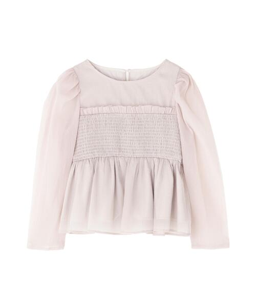 NATURAL BEAUTY BASIC（ナチュラルビューティーベーシック）の「◇ペプラムシャーリングブラウス（シャツ/ブラウス・レディース・ピンク/ダークブラウン/グレー・SMALL/MEDIUM）」の4枚目の写真