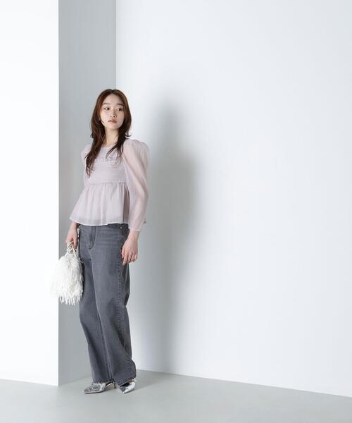 NATURAL BEAUTY BASIC（ナチュラルビューティーベーシック）の「◇ペプラムシャーリングブラウス（シャツ/ブラウス・レディース・ピンク/ダークブラウン/グレー・SMALL/MEDIUM）」の9枚目の写真