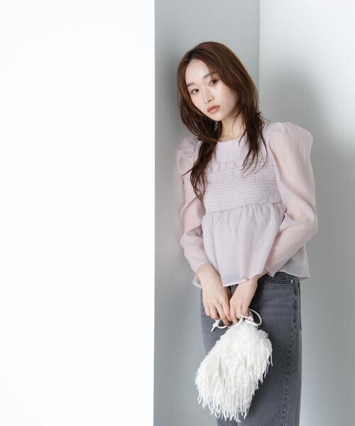 NATURAL BEAUTY BASIC（ナチュラルビューティーベーシック）の「◇ペプラムシャーリングブラウス（シャツ/ブラウス・レディース・ピンク/ダークブラウン/グレー・SMALL/MEDIUM）」の10枚目の写真