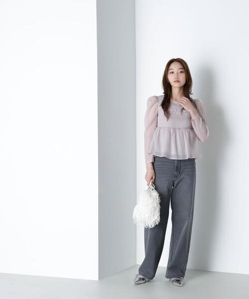 NATURAL BEAUTY BASIC（ナチュラルビューティーベーシック）の「◇ペプラムシャーリングブラウス（シャツ/ブラウス・レディース・ピンク/ダークブラウン/グレー・SMALL/MEDIUM）」の11枚目の写真