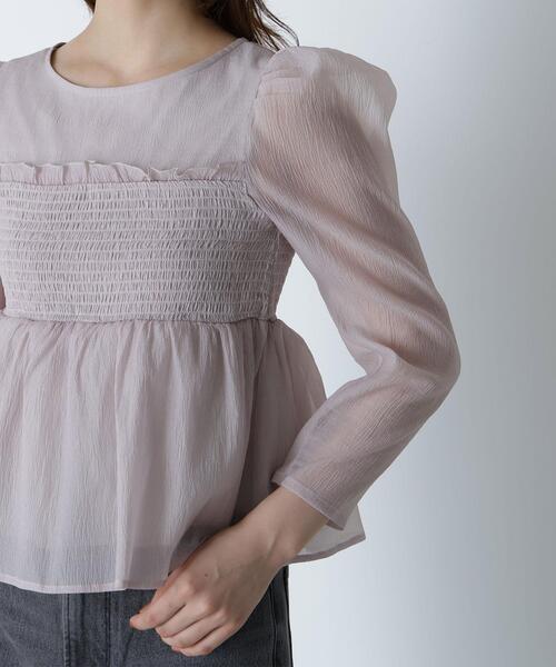 NATURAL BEAUTY BASIC（ナチュラルビューティーベーシック）の「◇ペプラムシャーリングブラウス（シャツ/ブラウス・レディース・ピンク/ダークブラウン/グレー・SMALL/MEDIUM）」の16枚目の写真