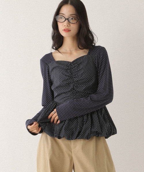 Heather(ヘザー)の「ギャザーバルーンカットソー 587547(Tシャツ/カットソー・レディース・ホワイト/ネイビー/ブラック・FREE)」の3枚目の写真