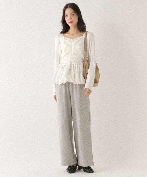 Heather(ヘザー)の「ギャザーバルーンカットソー 587547(Tシャツ/カットソー・レディース・ホワイト/ネイビー/ブラック・FREE)」の4枚目の写真