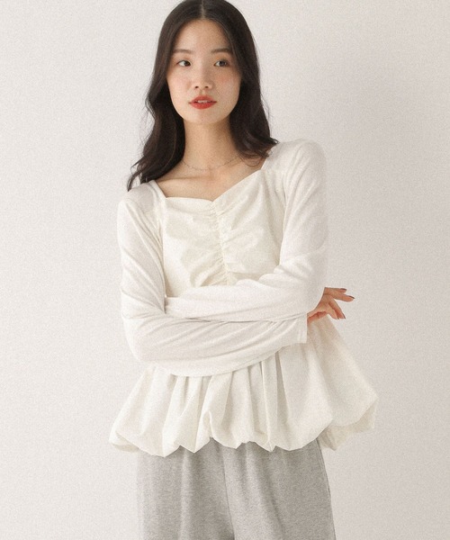 Heather(ヘザー)の「ギャザーバルーンカットソー 587547(Tシャツ/カットソー・レディース・ホワイト/ネイビー/ブラック・FREE)」の10枚目の写真