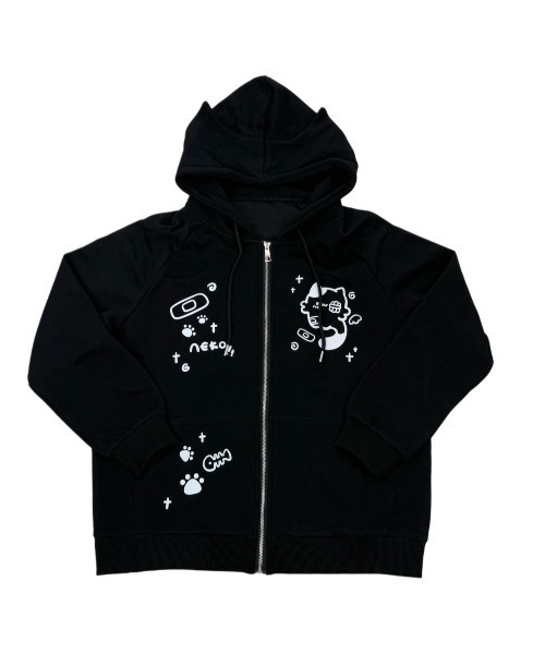 Nerd out XU】neko!! zip hoodie / 【ナードアウトエックスユー