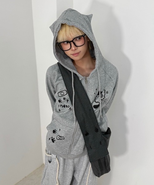 Nerd out XU】neko!! zip hoodie / 【ナードアウトエックスユー